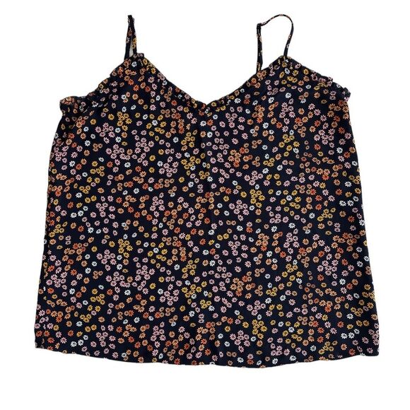 Loft Petite Navy Floral Ruffle Trim Cami Top SP - Picture 3 of 10